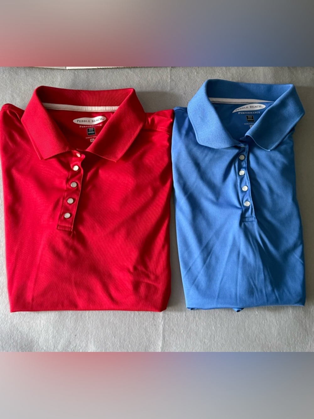 Pebble Beach Women’s Polo Shirts in Red and Blue - Short Sleeve Bundle of Two